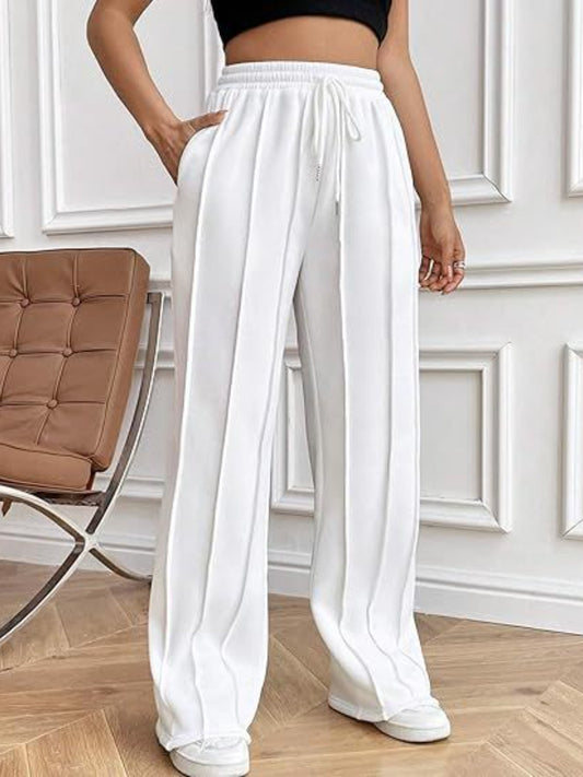 Drawstring Wide Leg Pants with Pockets - Luxe4Everyday White / S Pants