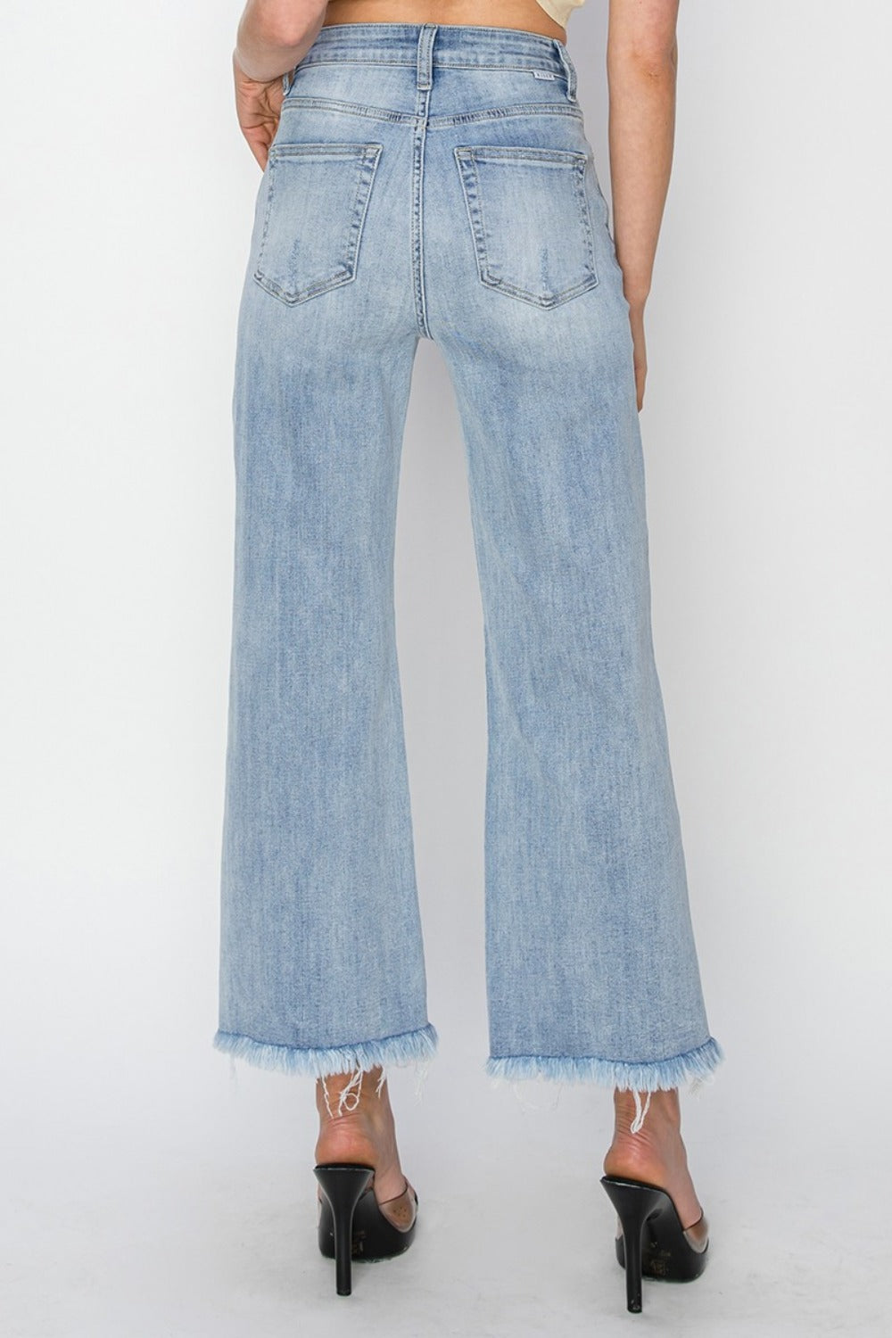 RISEN High Rise Crop Wide Fray Hem Jeans - Luxe4Everyday Light / 1(25) Jeans