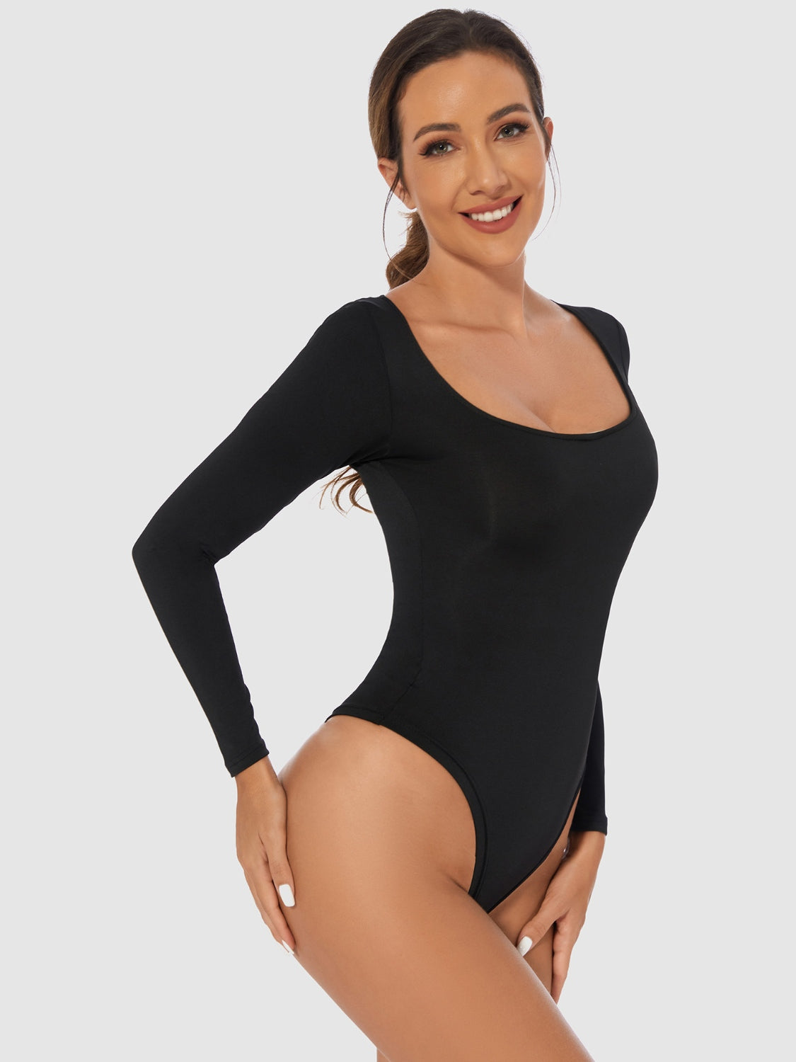 Full Size Scoop Neck Long Sleeve Bodysuit - Luxe4Everyday Bodysuit