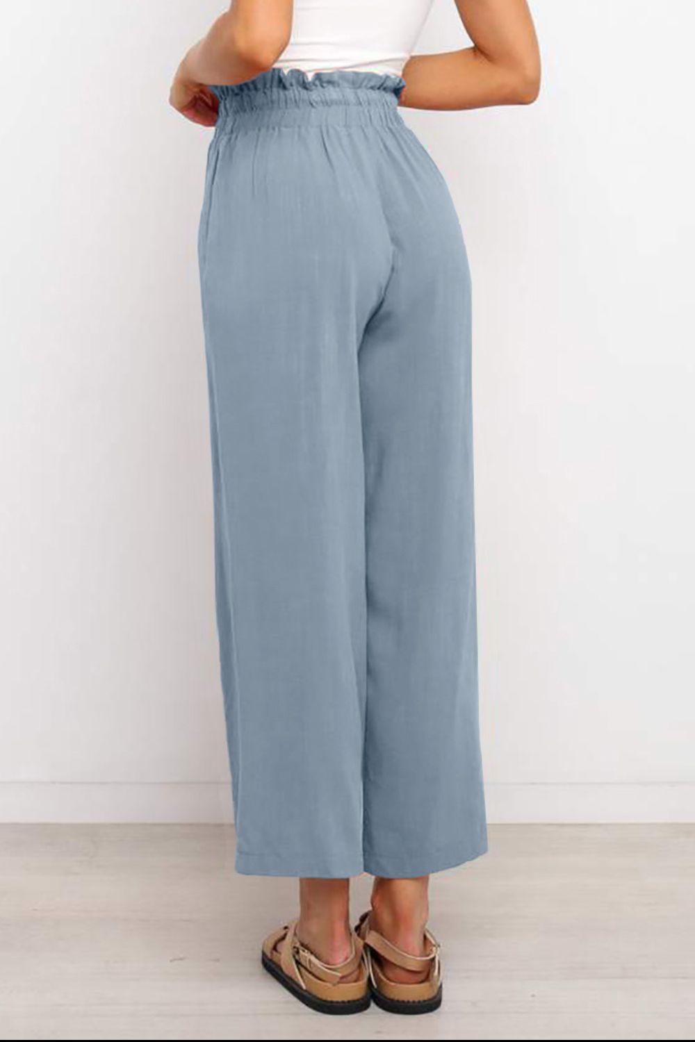 Drawstring Paperbag Waist Wide Leg Pants - Luxe4Everyday Pants