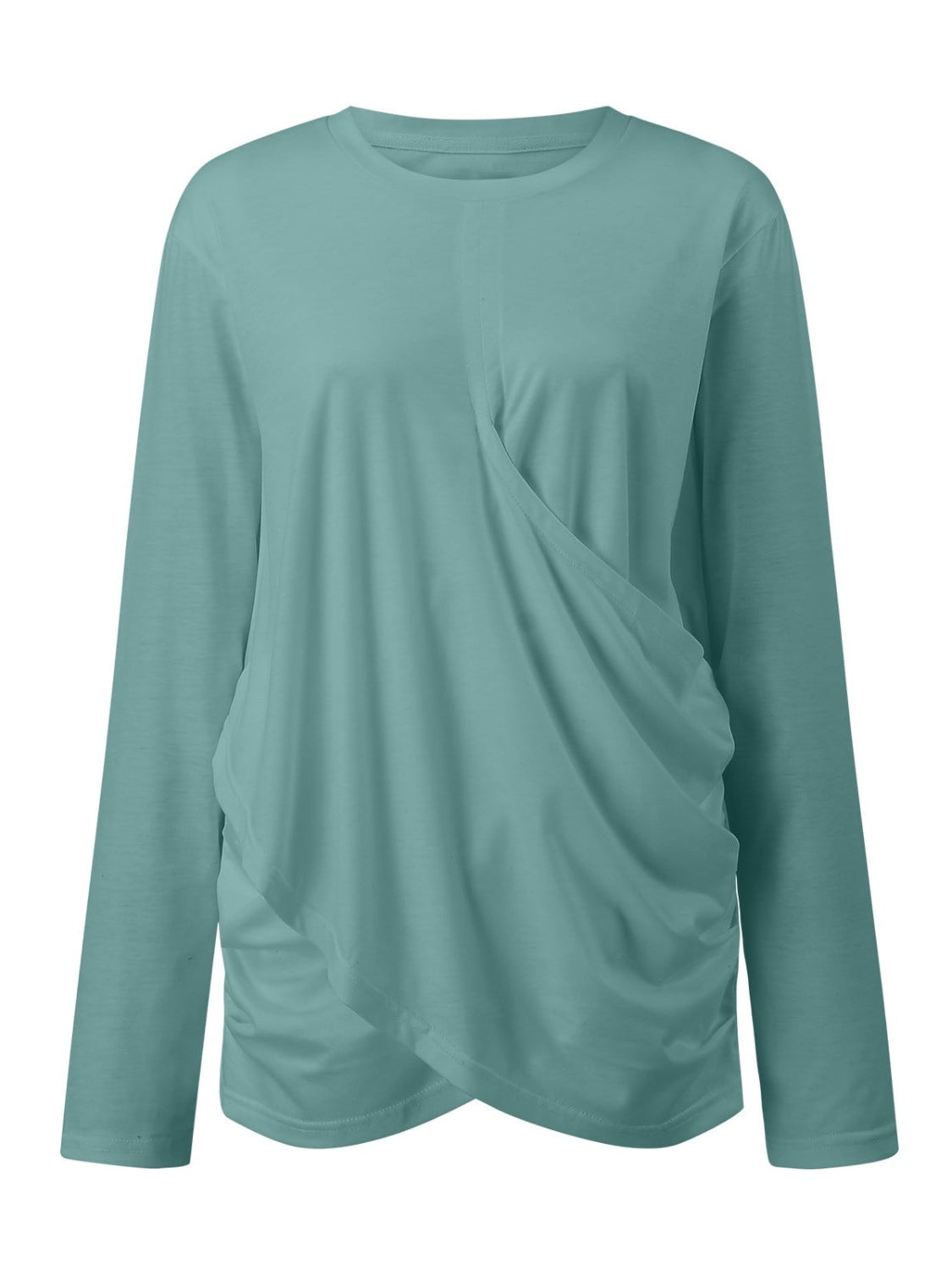 Ruched Round Neck Long Sleeve T-Shirt - Luxe4Everyday shirt