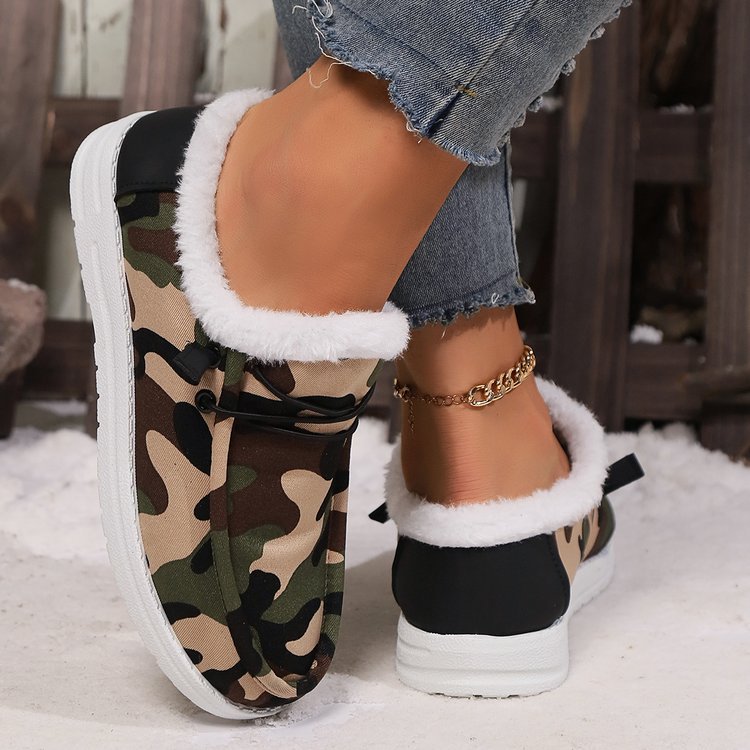 Fuzzy Camouflage Round Toe Boots - Luxe4Everyday