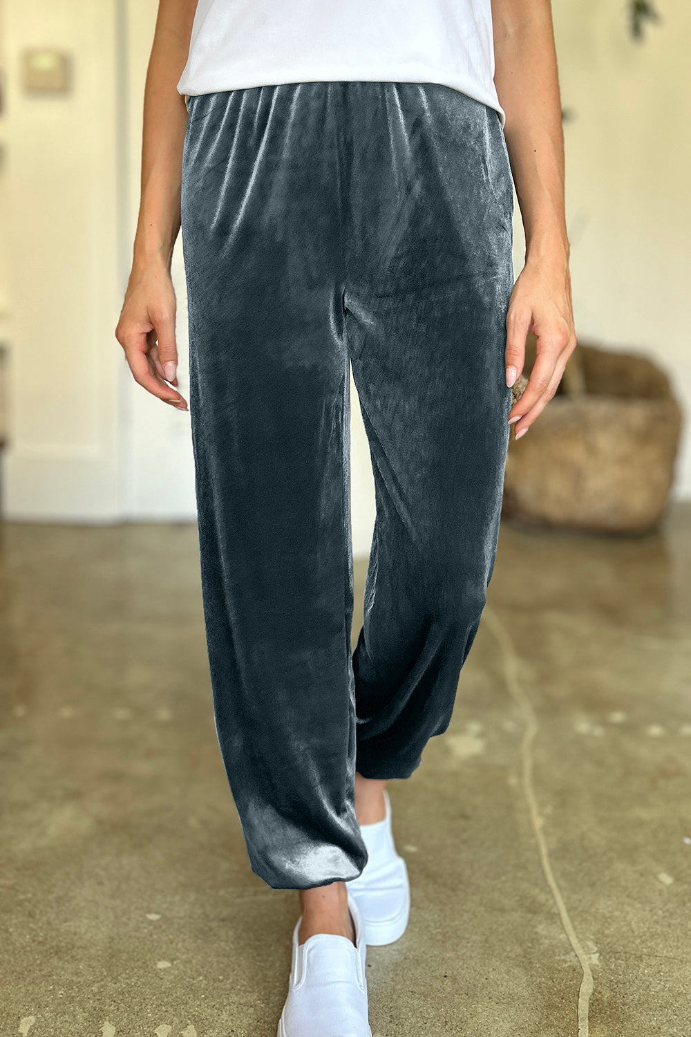 FAM-FAM Pocketed Elastic Waist Joggers - Luxe4Everyday Dark Gray / S Pants