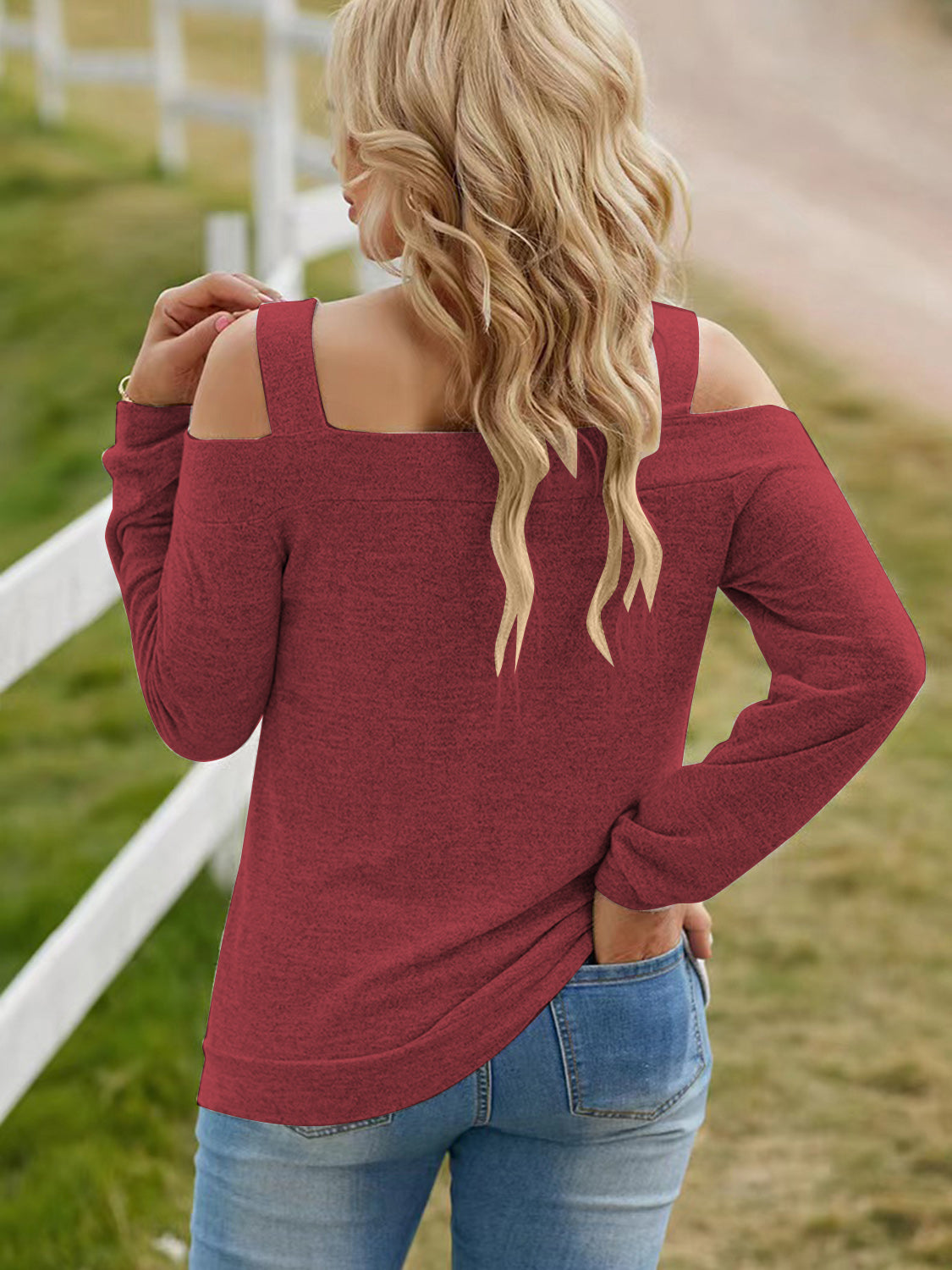 Full Size Cutout Cold Shoulder Blouse - Luxe4Everyday Shirt