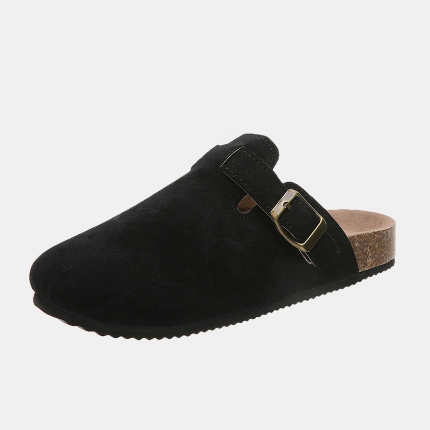 Suede Closed Toe Buckle Slide - Luxe4Everyday Black / 6 Shoes