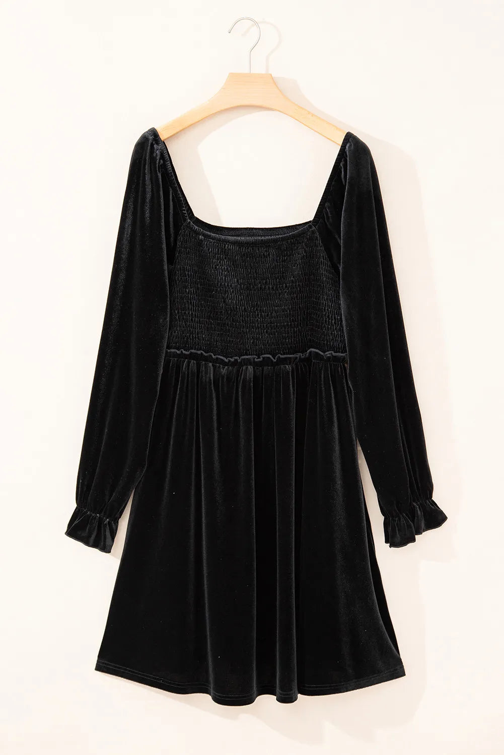 Plus Size Smocked Square Neck Long Sleeve Dress - Luxe4Everyday Black / 1XL Dress