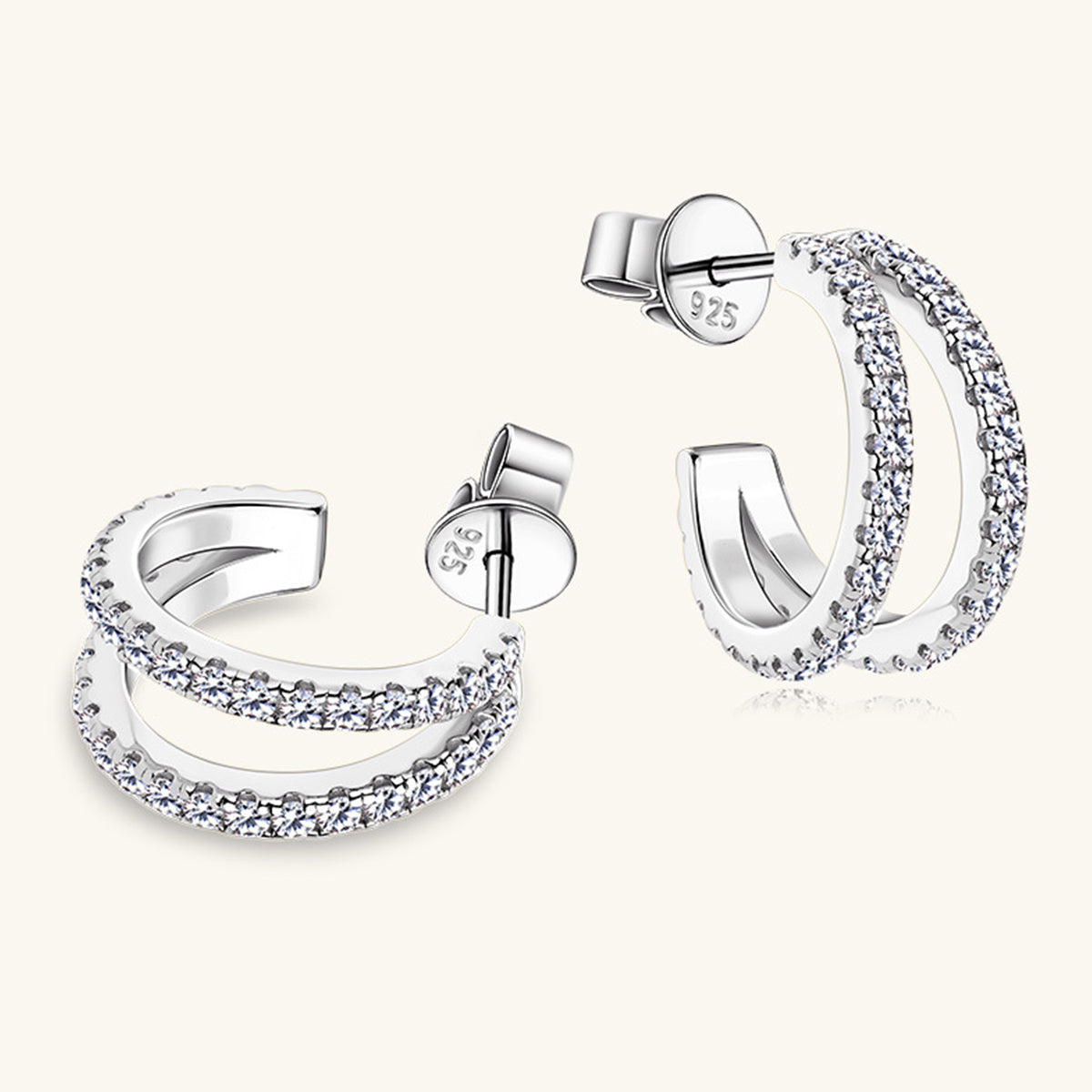 Moissanite 925 Sterling Silver C-Hoop Earrings - Luxe4Everyday Earrings