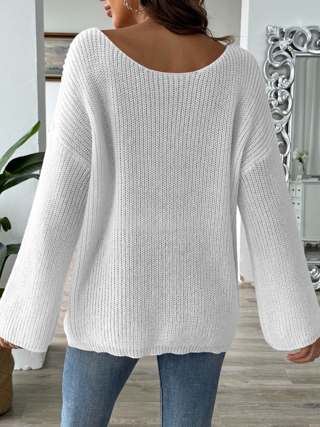 Round Neck Long Sleeve Sweater - Luxe4Everyday Sweater