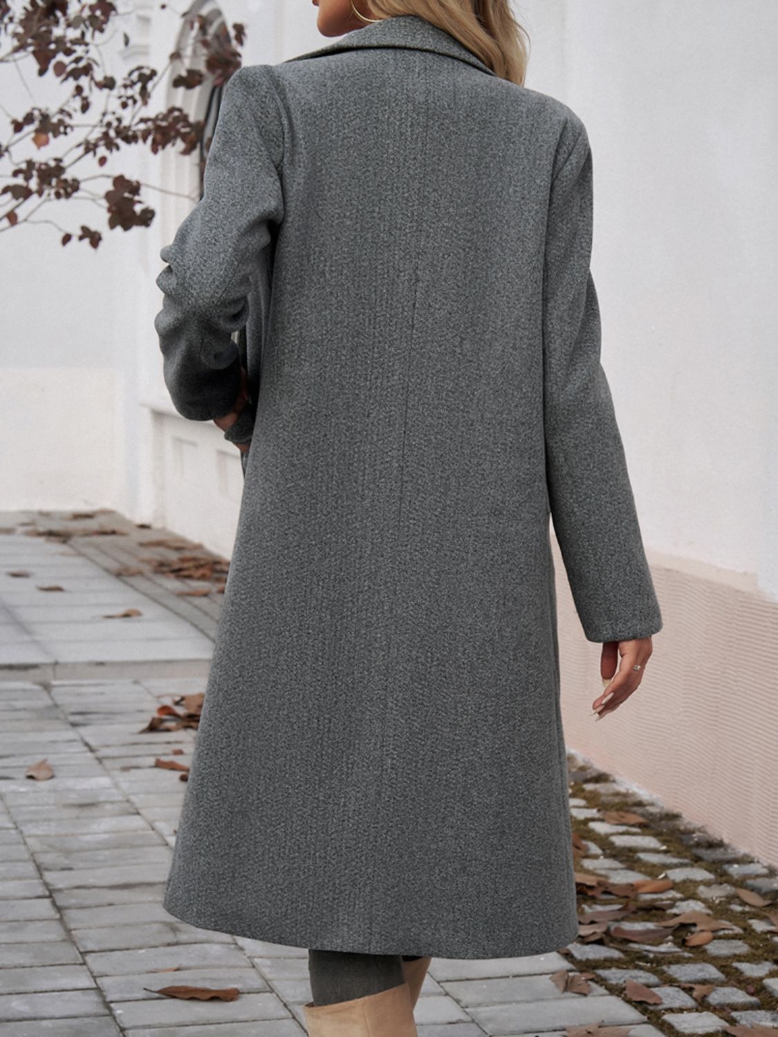 Devine Pocketed Collared Neck Long Sleeve Coat - Luxe4Everyday Coat