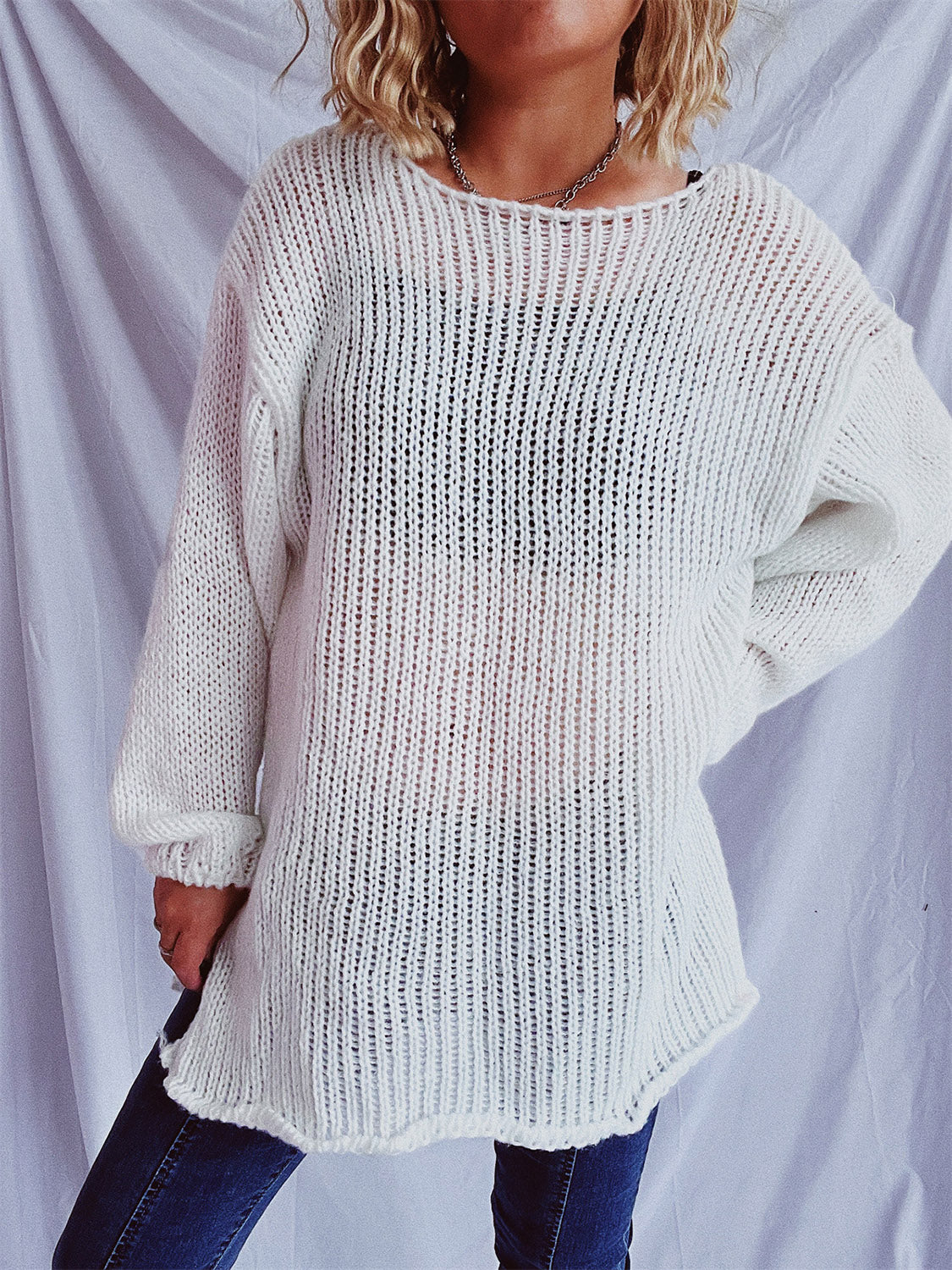 Boat Neck Dropped Shoulder Sweater - Luxe4Everyday Sweater