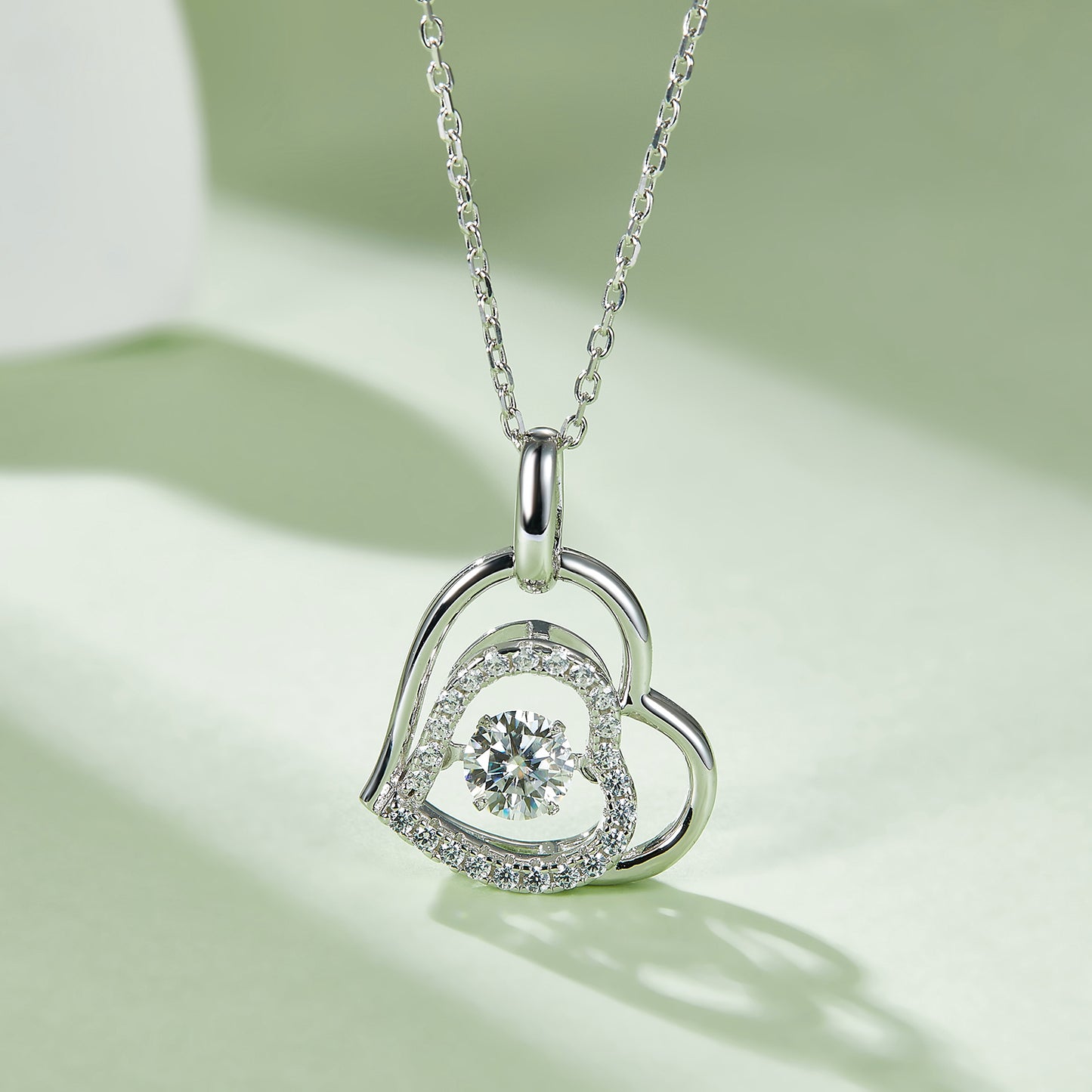 Moissanite 925 Sterling Silver Heart Necklace - Luxe4Everyday Silver / One Size Necklace