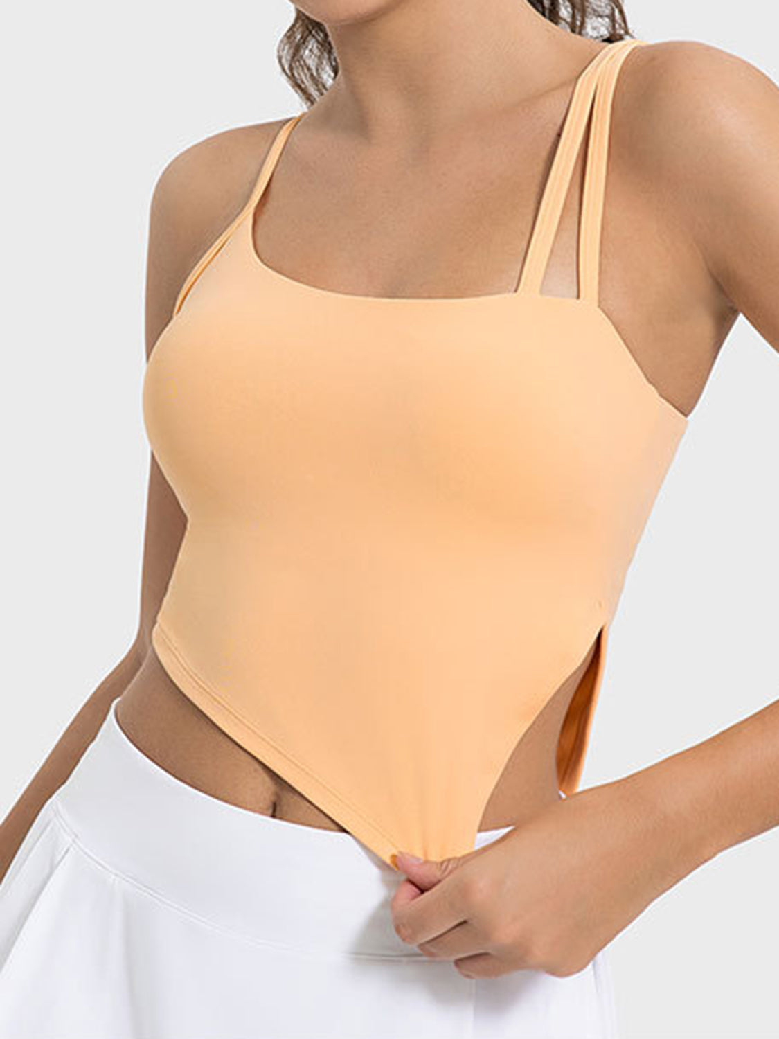 Millennia Slit Asymmetrical Neck Active Cami - Luxe4Everyday Activewear