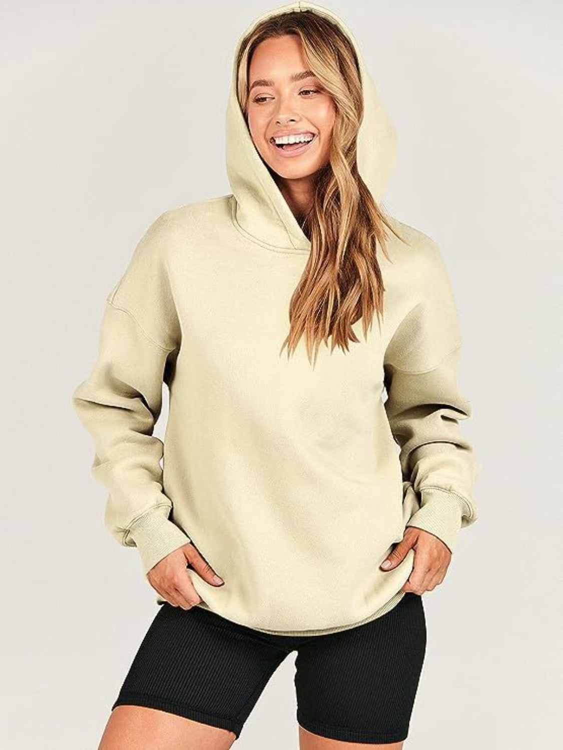 Dropped Shoulder Long Sleeve Hoodie - Luxe4Everyday Hoodie