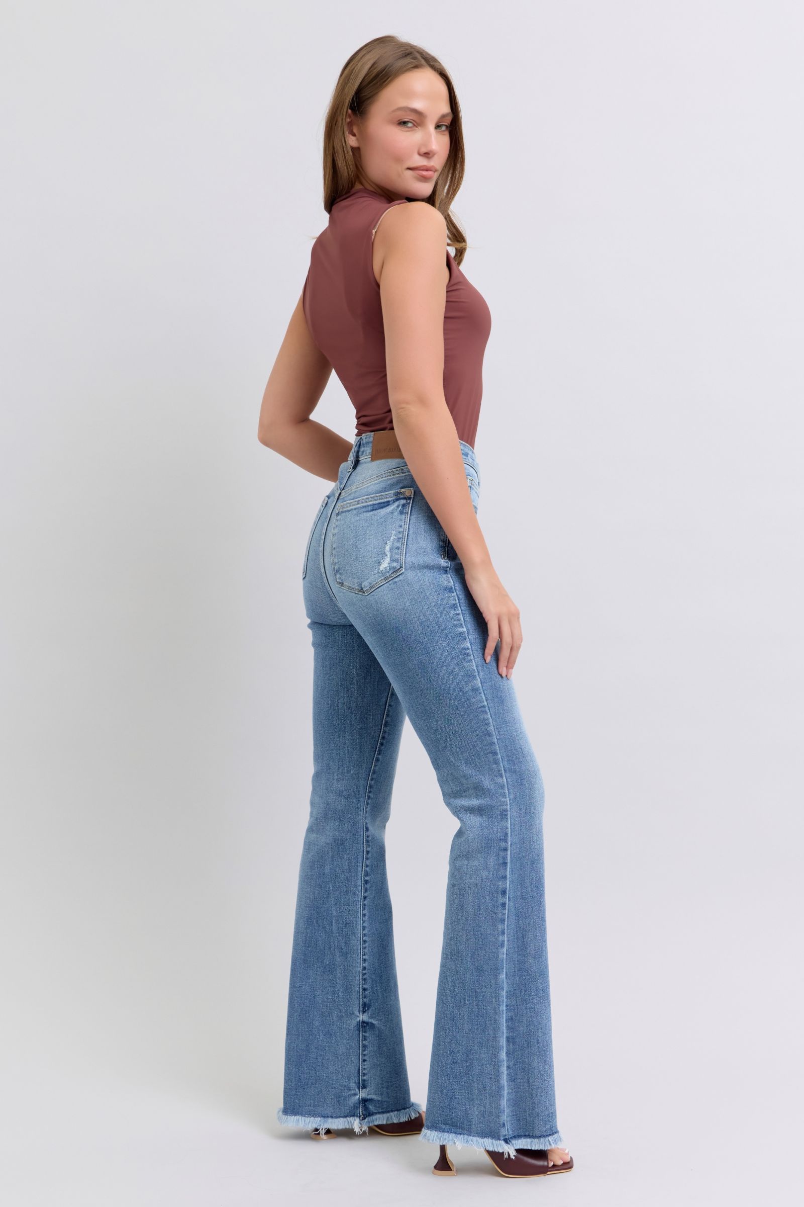 Judy Blue Full Size Raw Hem High Rise Bootcut Jeans - Luxe4Everyday Medium / 0(24) Jeans