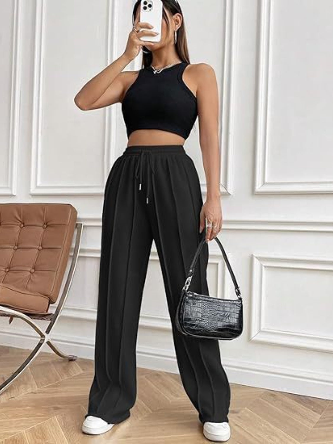 Drawstring Wide Leg Pants with Pockets - Luxe4Everyday Pants