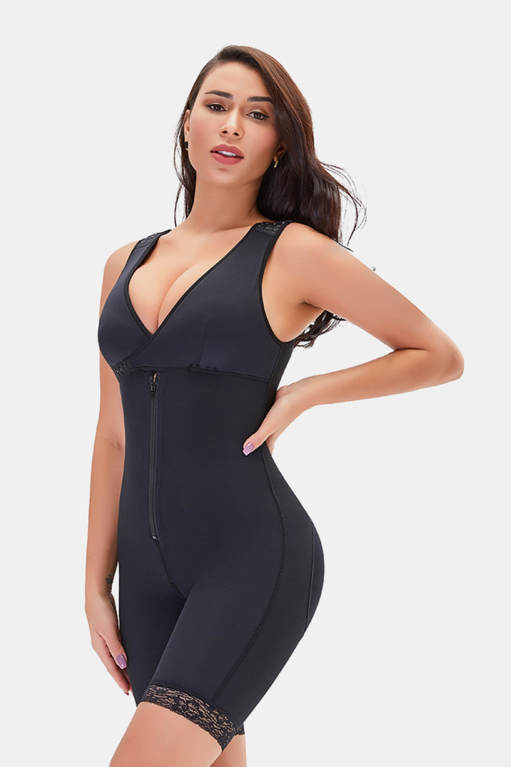 Full Size Lace Trim Shapewear with Zipper - Luxe4Everyday Shapewear