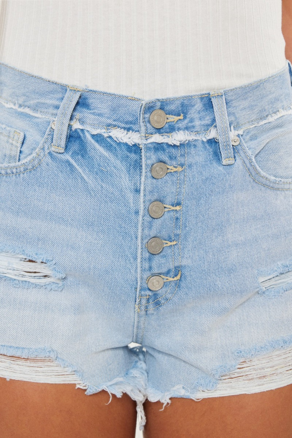 Kancan Distressed Button Fly Denim Shorts - Luxe4Everyday Shorts