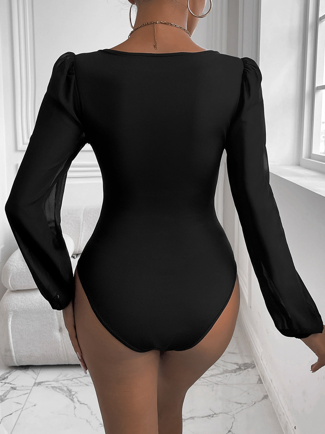 Perfee Sweetheart Neck Long Sleeve Bodysuit - Luxe4Everyday Bodysuit