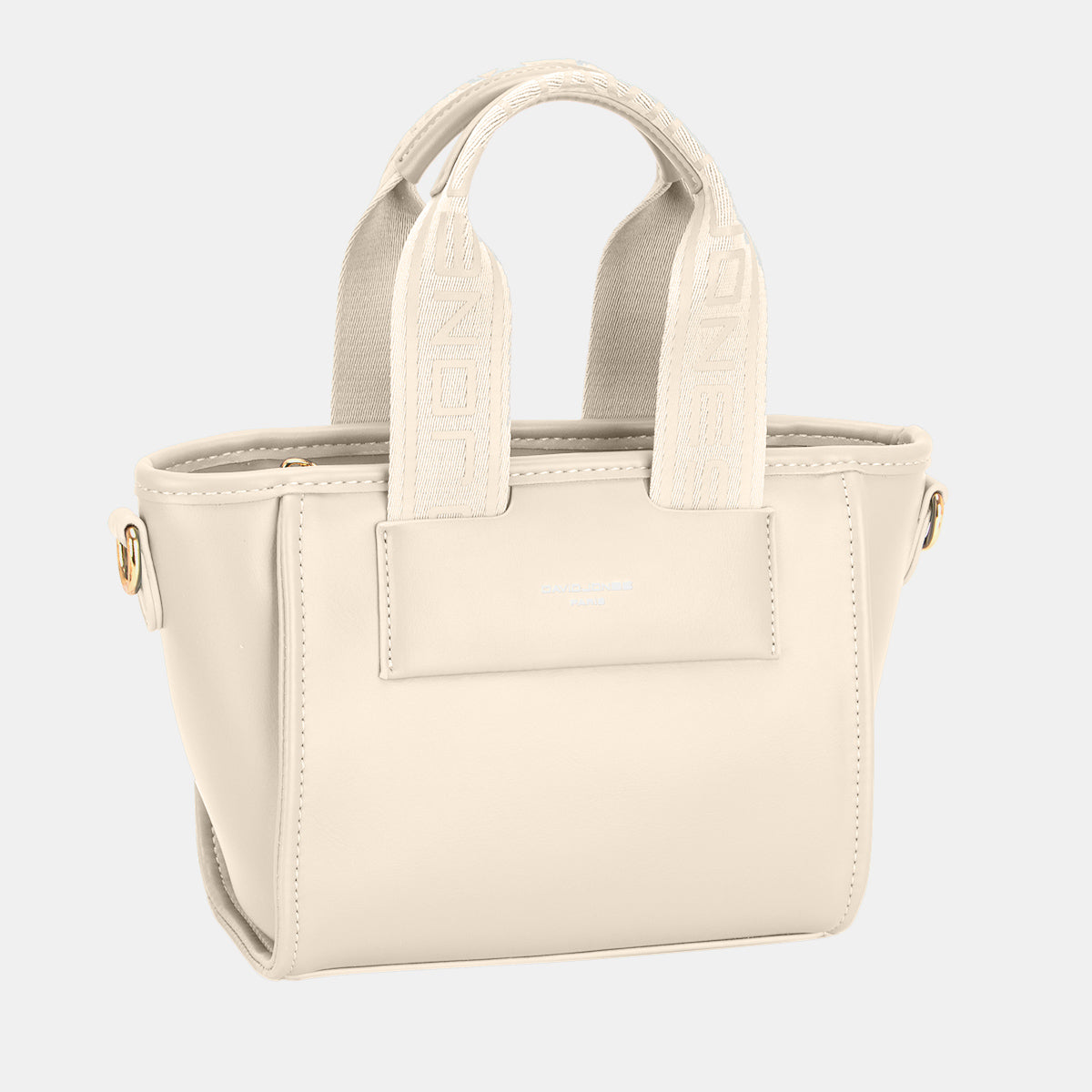 David Jones Small Handbag with Embossed Pattern Handles - Luxe4Everyday Creamy White / One Size Bags