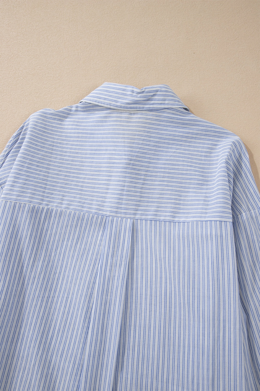 High-Low Striped Collared Neck Long Sleeve Shirt - Luxe4Everyday Light Blue / S Shirts