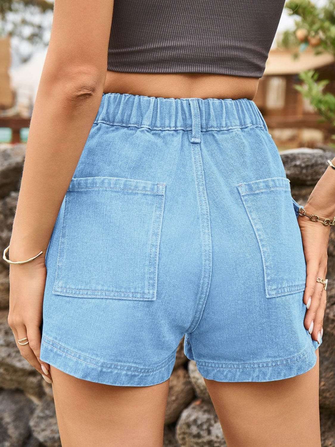 High Waist Denim Shorts with Pockets - Luxe4Everyday Shorts