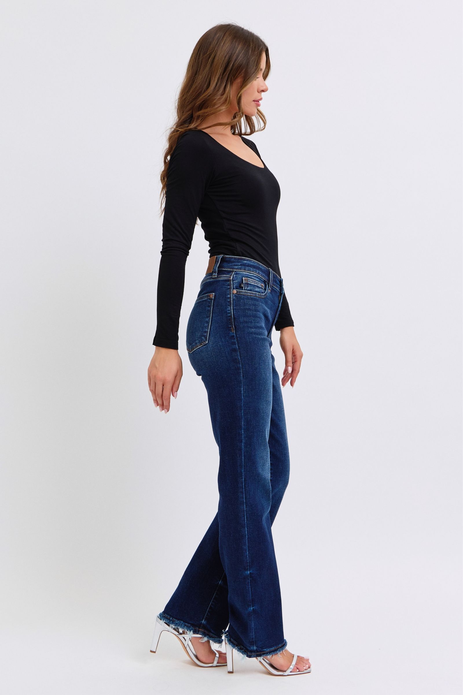 Judy Blue Full Size Raw Hem Straight Leg Jeans - Luxe4Everyday Dark / 0(24) Jeans