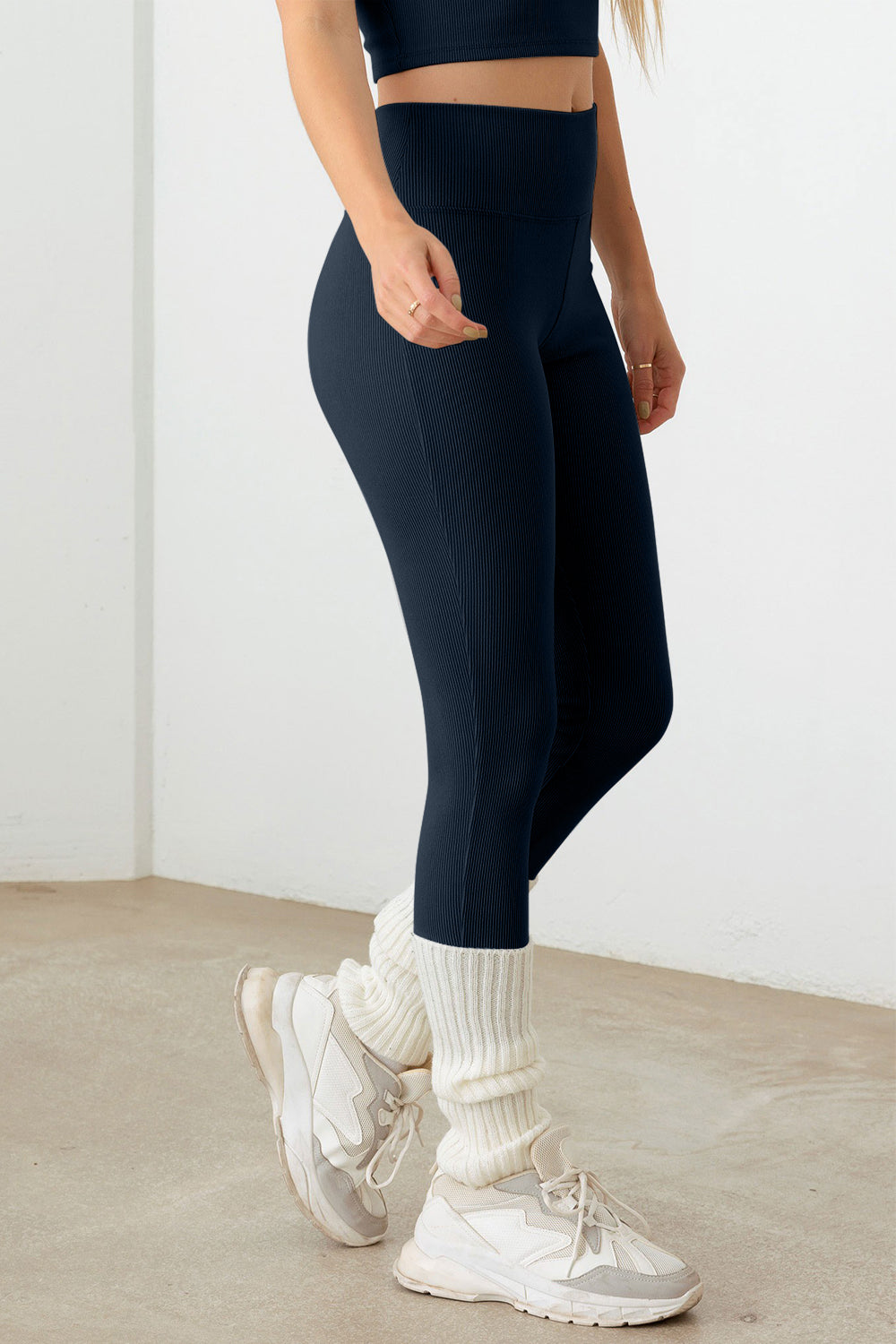 Le Lis Ribbed Crop Cami and High Waist Brushed Leggings Set - Luxe4Everyday Active Wear