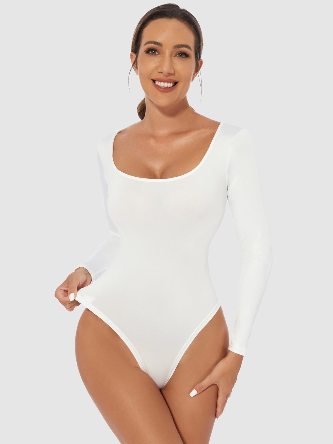 Full Size Scoop Neck Long Sleeve Bodysuit - Luxe4Everyday Bodysuit