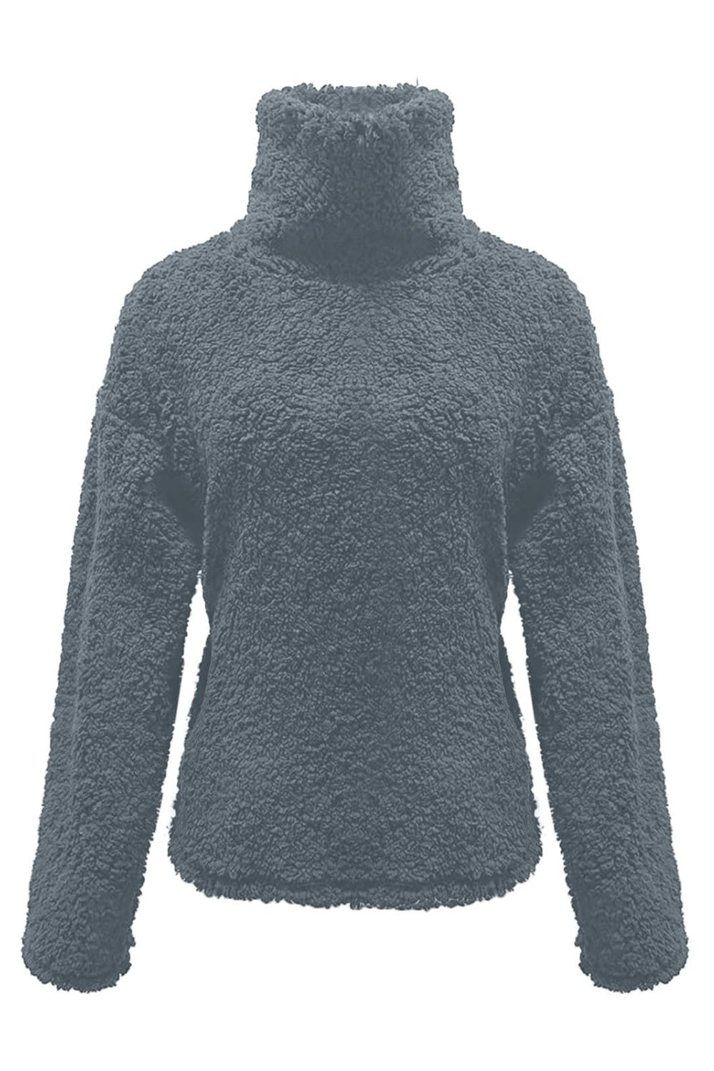 Fuzzy Turtleneck Long Sleeve Sweatshirt - Luxe4Everyday Sweater