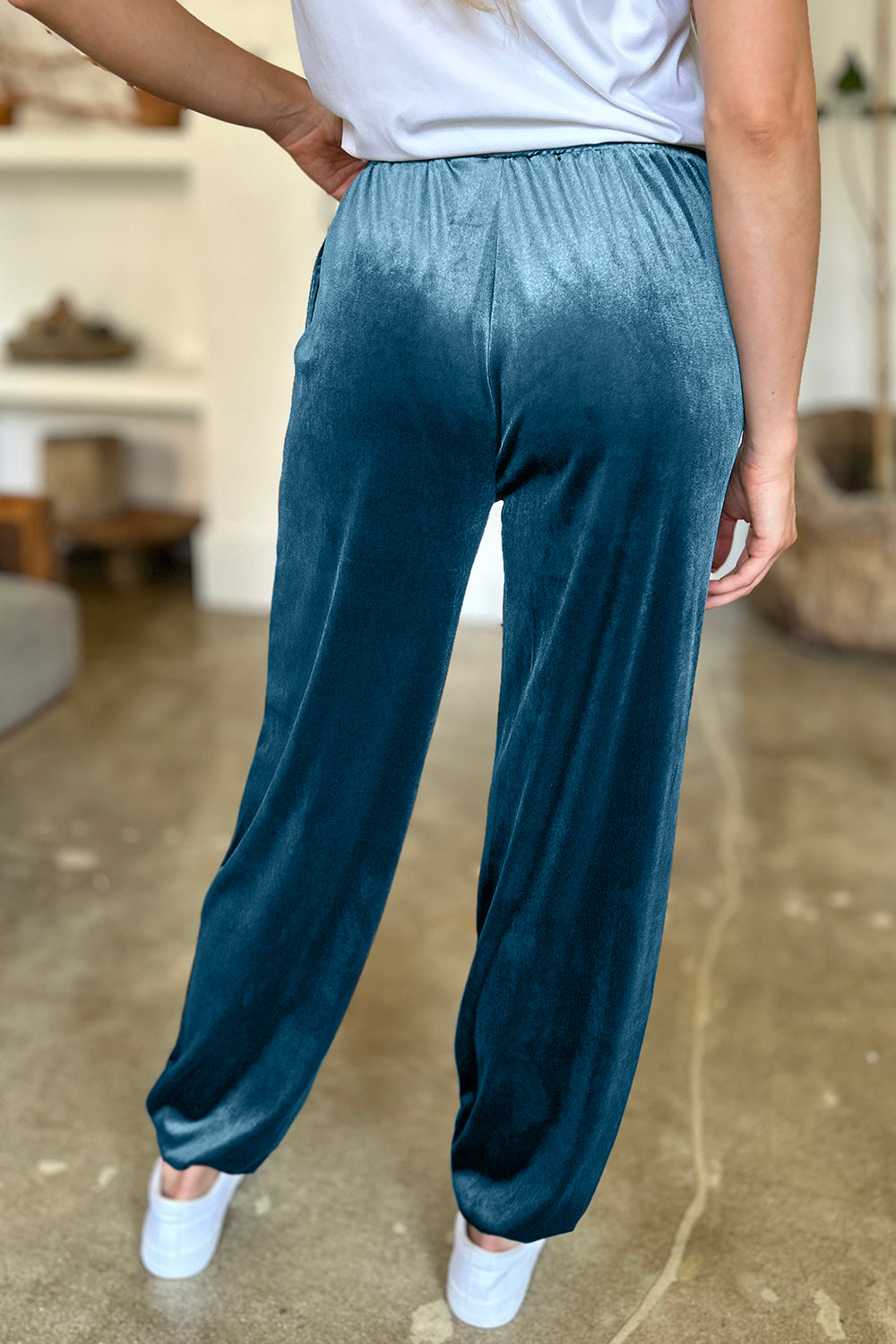 FAM-FAM Pocketed Elastic Waist Joggers - Luxe4Everyday Deep Teal / S Pants