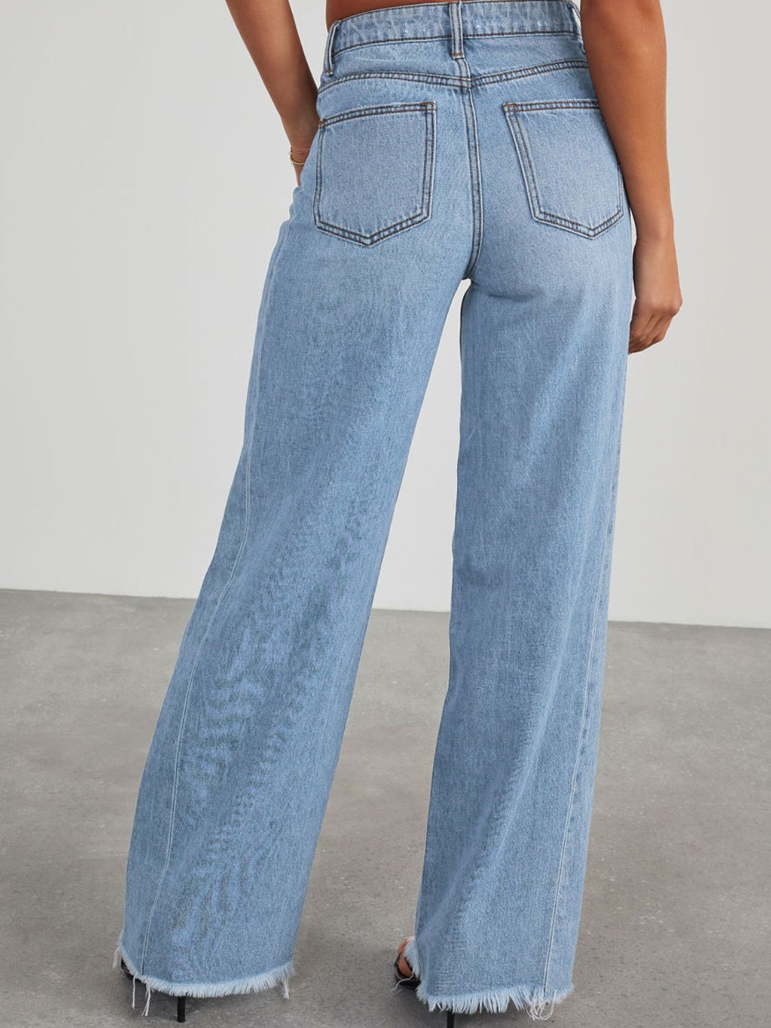 Raw Hem Wide Leg Jeans with Pockets - Luxe4Everyday Jeans