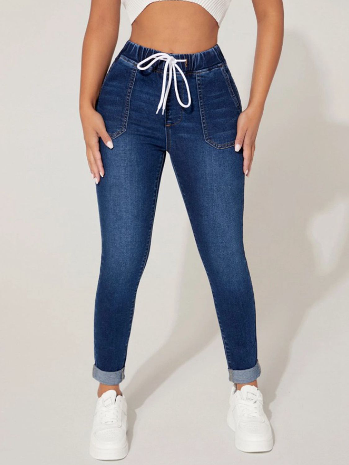 Drawstring Cropped Jeans - Luxe4Everyday Medium / S Jeans