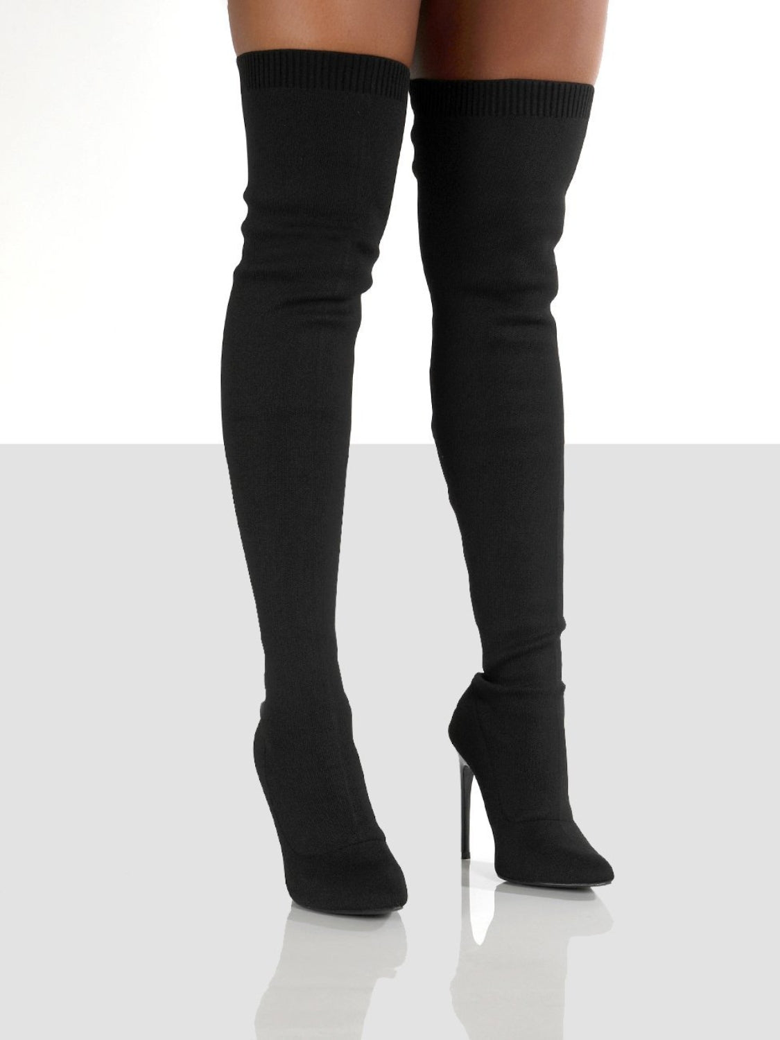 Point Toe Over Knee Stiletto Boots - Luxe4Everyday Black / 36(US5) shoes