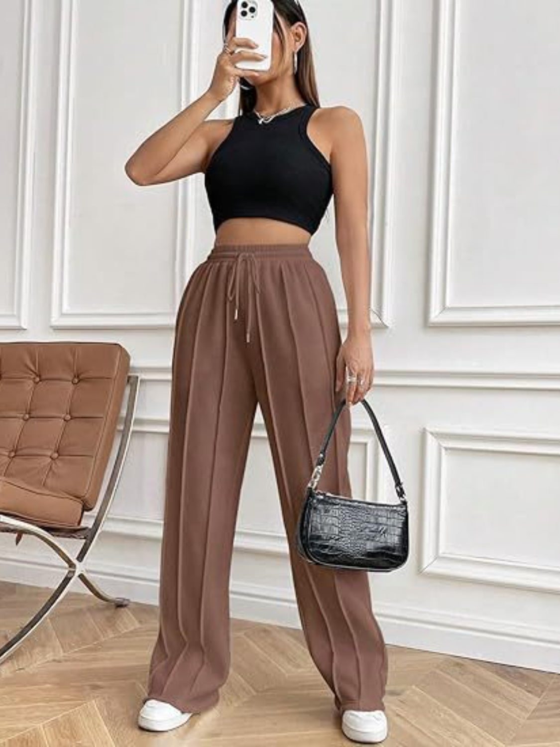 Drawstring Wide Leg Pants with Pockets - Luxe4Everyday Pants