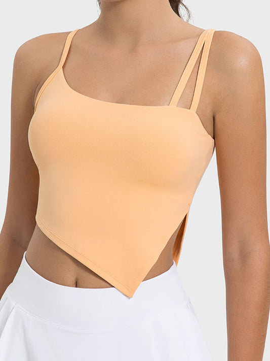 Millennia Slit Asymmetrical Neck Active Cami - Luxe4Everyday Sherbet / 4 Activewear