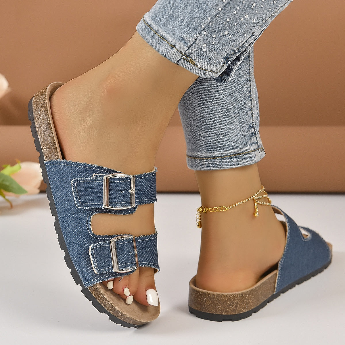 Open Toe Double Buckle Sandals - Luxe4Everyday Shoes