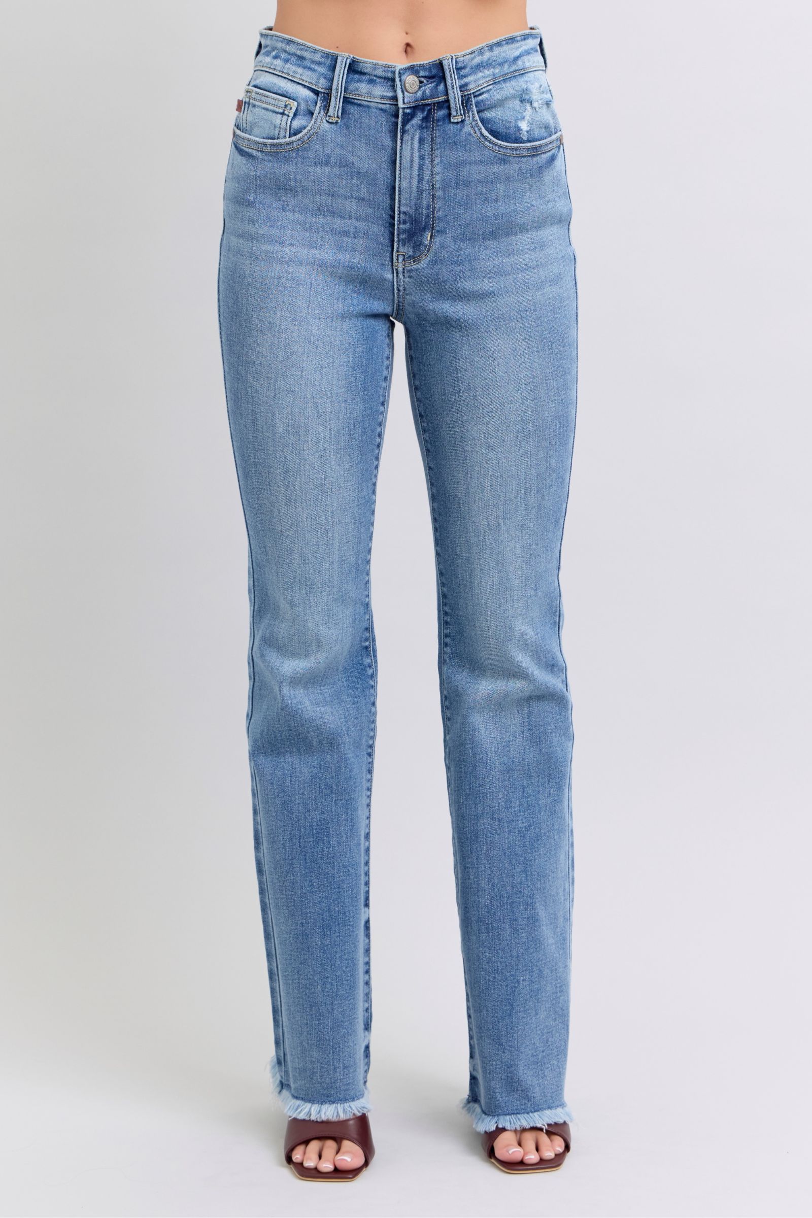 Judy Blue Full Size Raw Hem High Rise Bootcut Jeans - Luxe4Everyday Medium / 0(24) Jeans