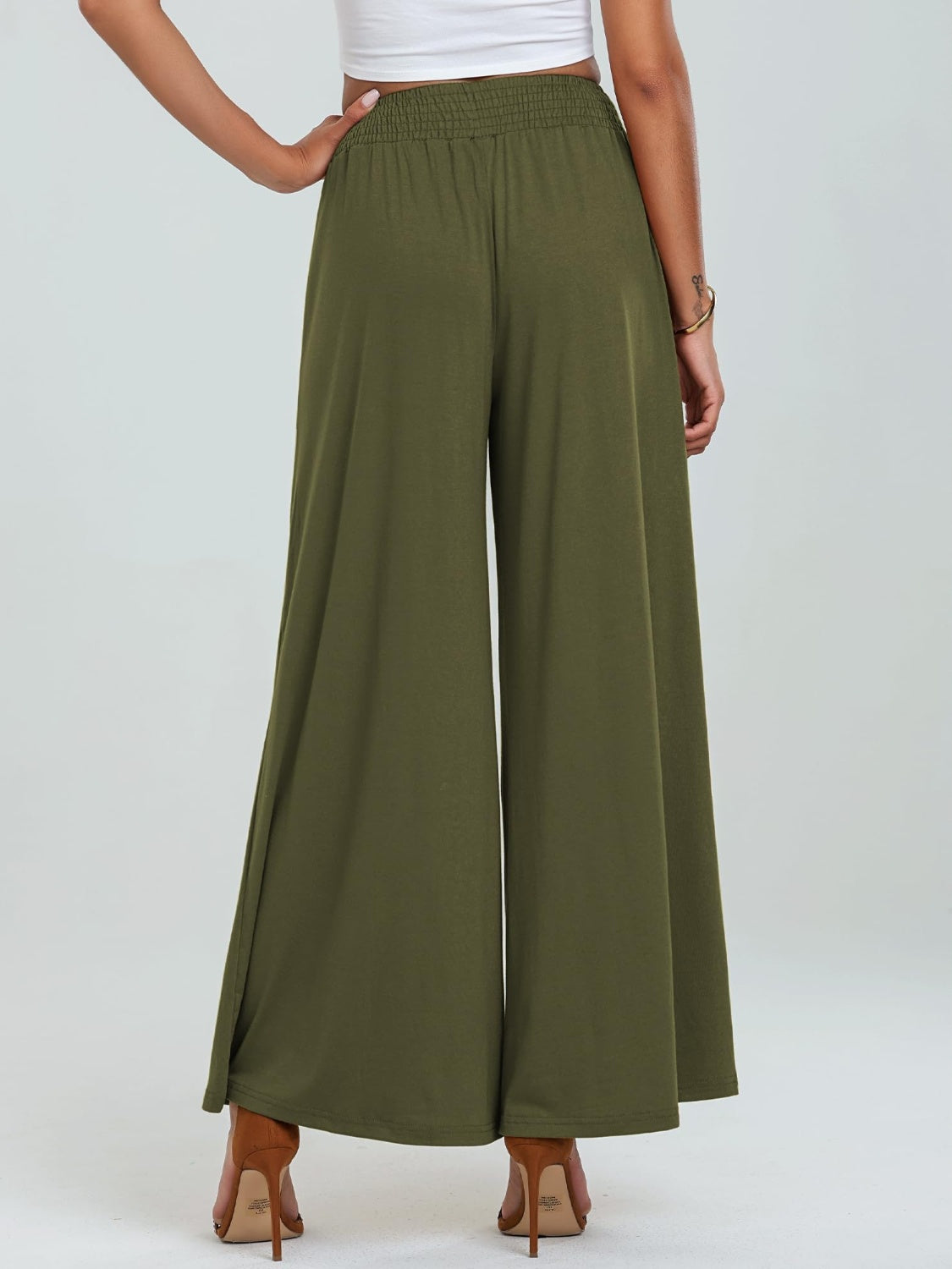 Pocketed Elastic Waist Wide Leg Pants - Luxe4Everyday Pants