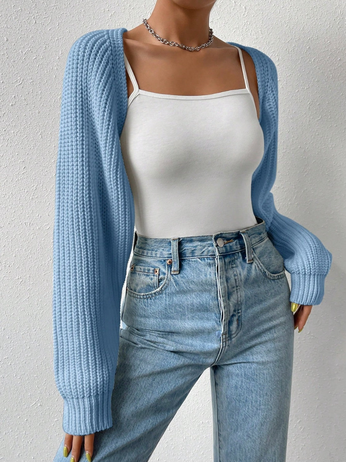 Honey Open Front Long Sleeve Cropped Cardigan - Luxe4Everyday Sweater