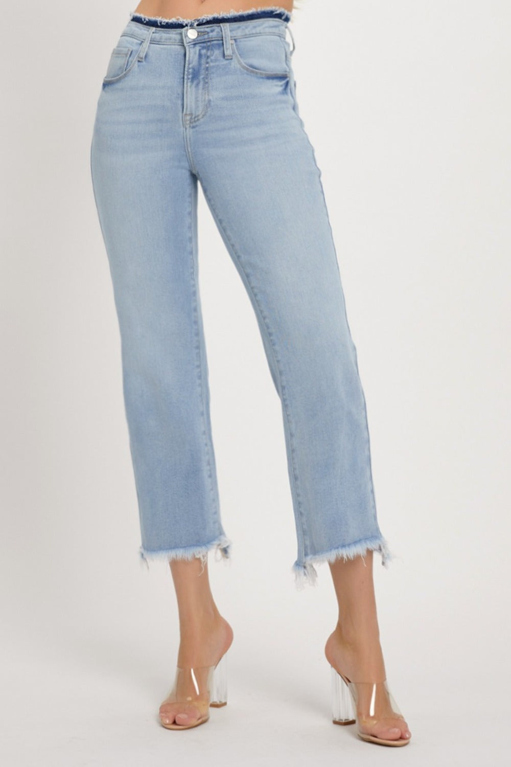 RISEN Full Size High Rise Raw Edge Crop Jeans - Luxe4Everyday Jeans