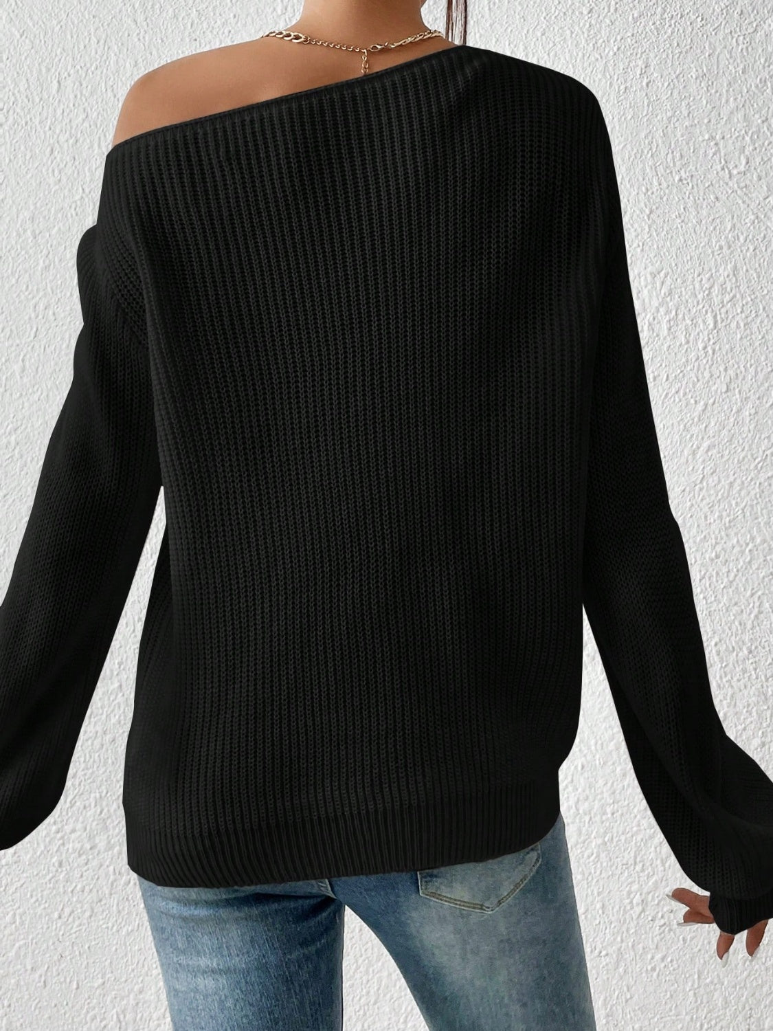 Honey Single Shoulder Long Sleeve Sweater - Luxe4Everyday Sweater