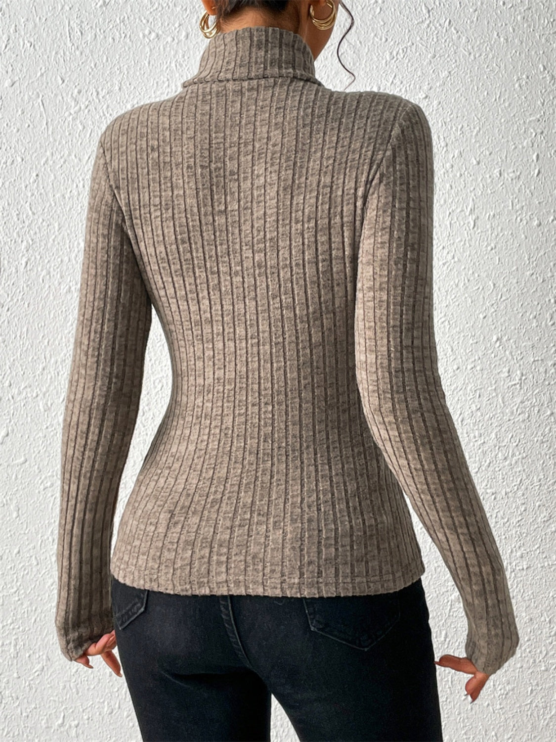 Turtleneck Long Sleeve T-Shirt - Luxe4Everyday Taupe / S shirt