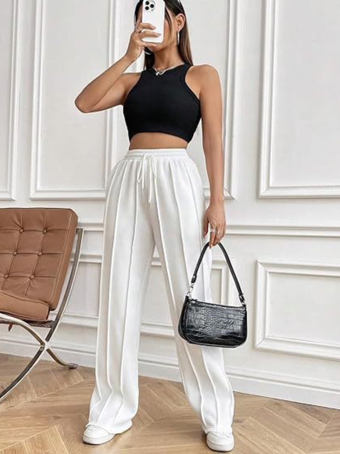 Drawstring Wide Leg Pants with Pockets - Luxe4Everyday Pants