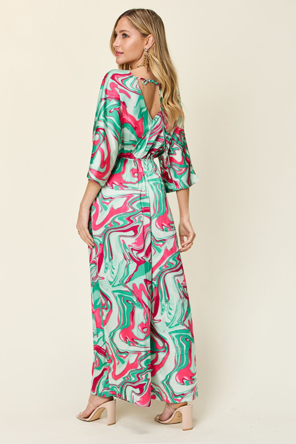 Double Take Full Size Half Sleeve Wide Leg Jumpsuit - Luxe4Everyday Jumpsuit