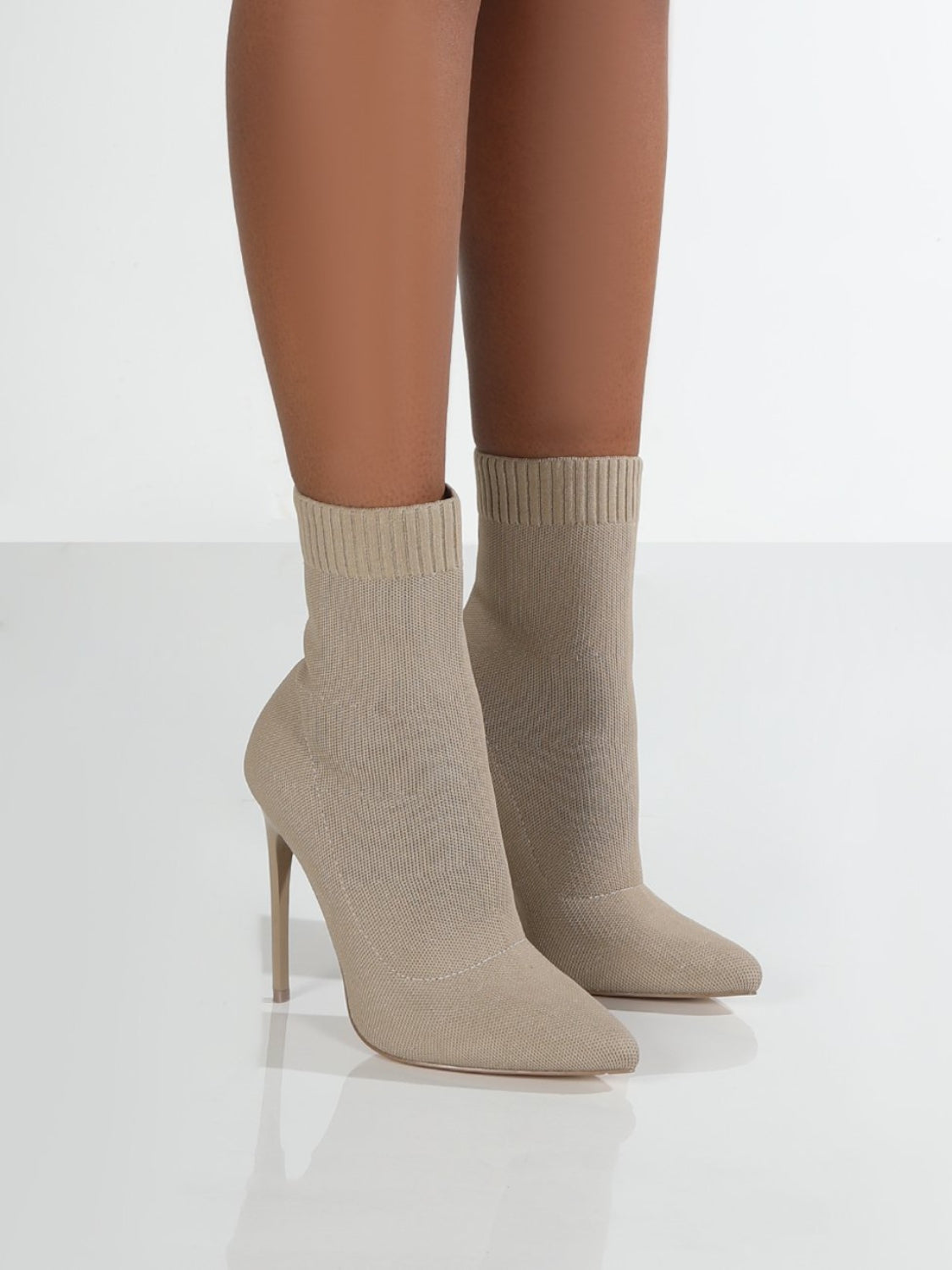 Mesh Point Toe Stiletto Boots - Luxe4Everyday Beige / 36(US5) Shoes