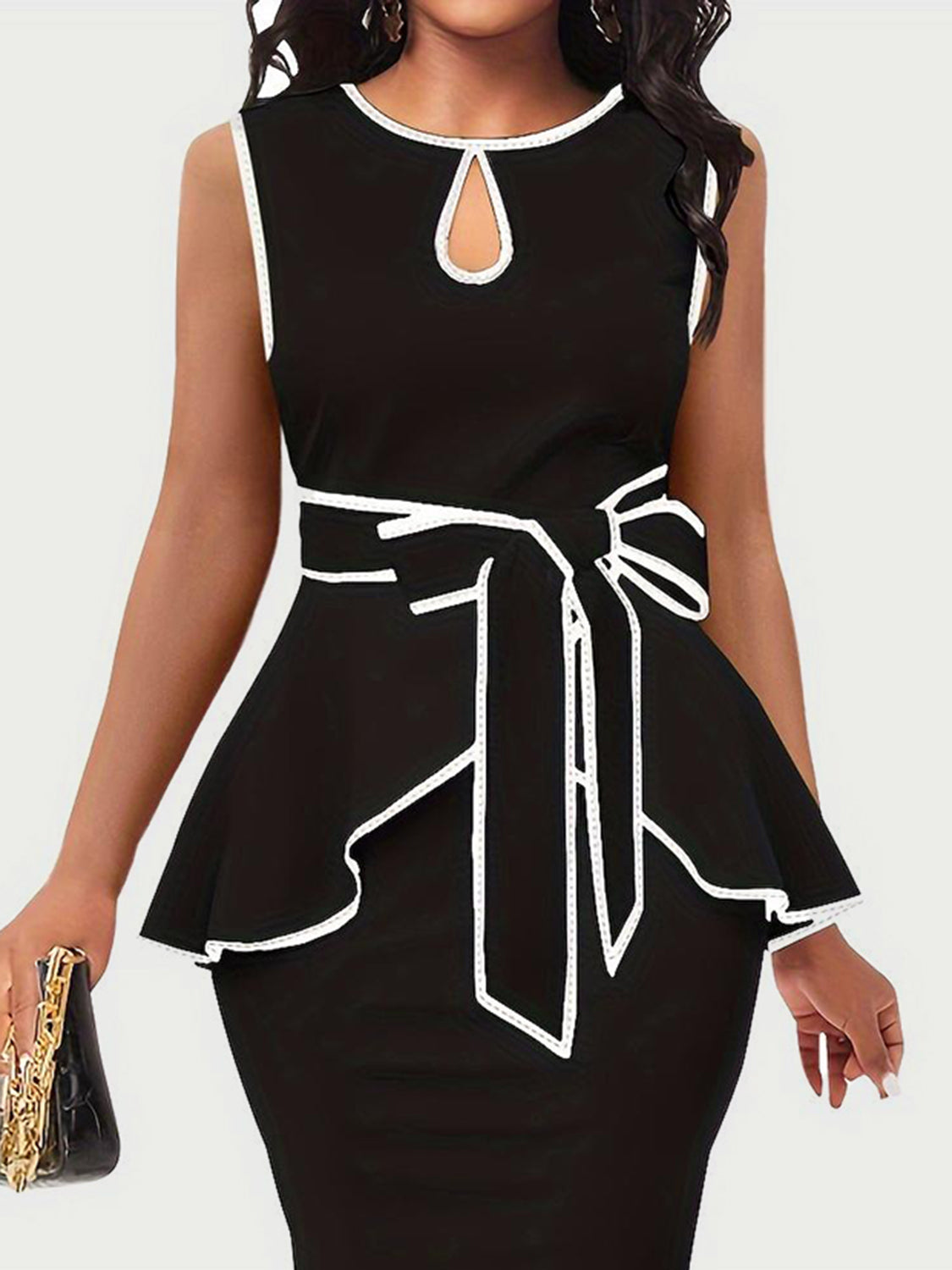 Plus Size Cutout Contrast Sleeveless Dress - Luxe4Everyday Black / 1XL Dress