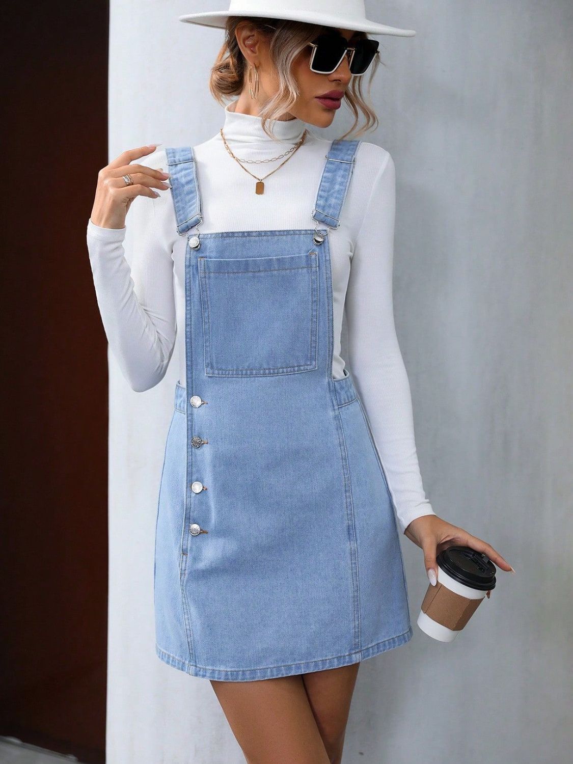 Wide Strap Denim Overall Dress - Luxe4Everyday Medium / XS Dress