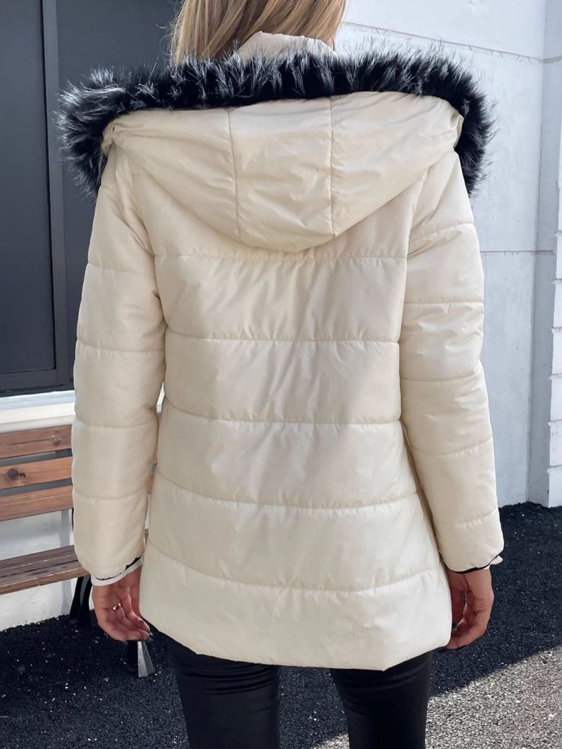 Zip Up Long Sleeve Hooded Winter Coat - Luxe4Everyday Cream / S Coat