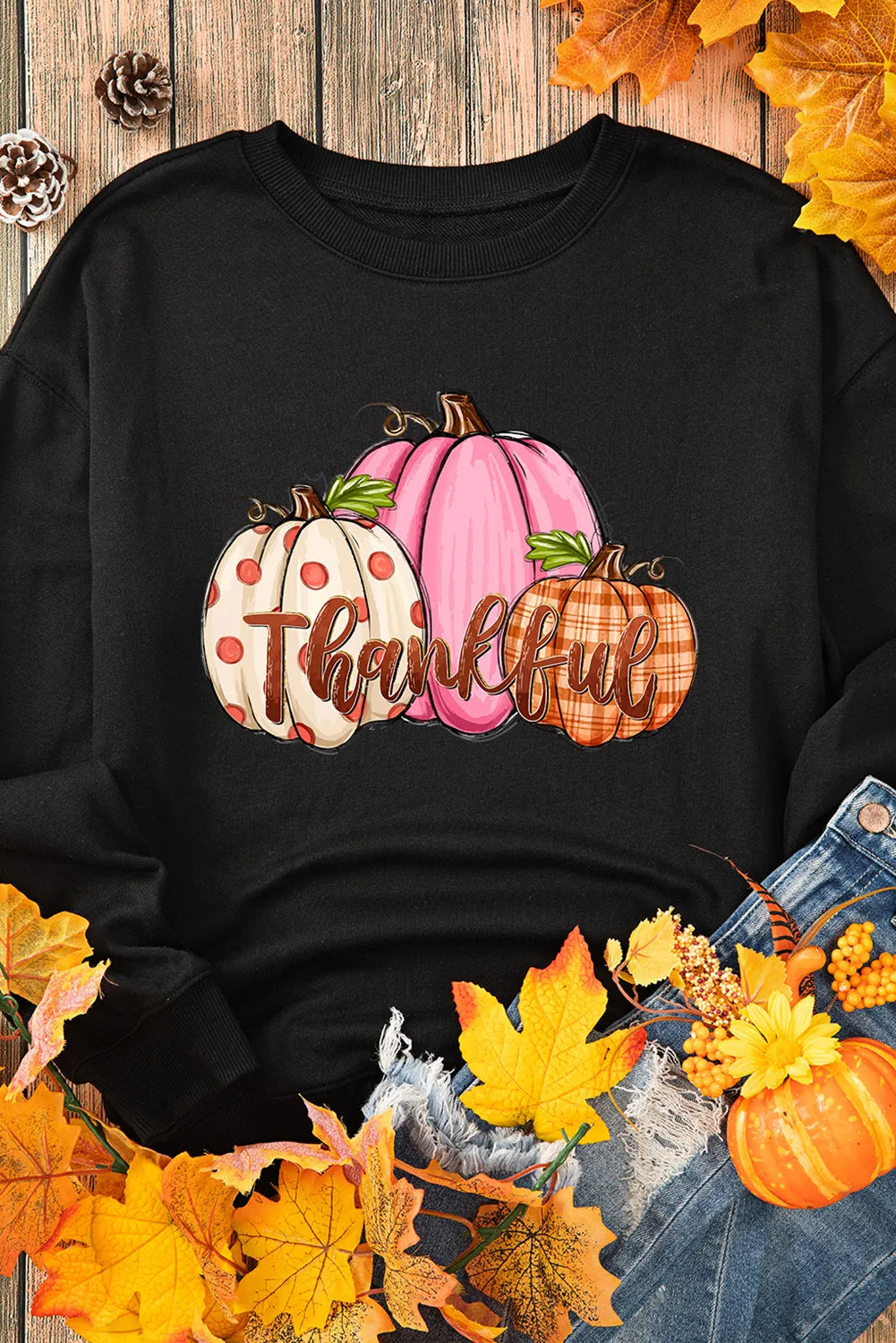 Pumpkin Graphic Round Neck Dropped Shoulder Sweatshirt - Luxe4Everyday Sweater