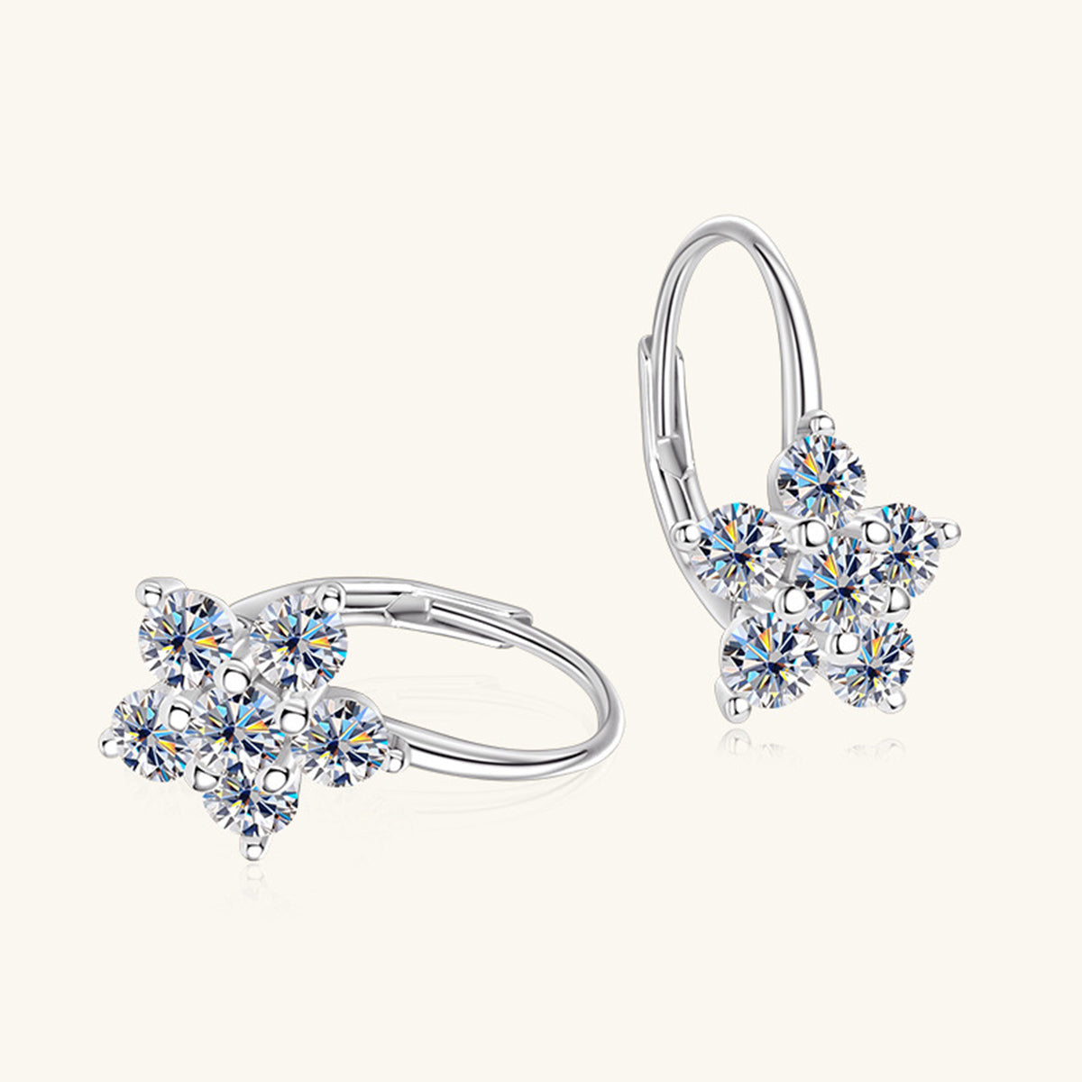 1.2 Carat 925 Sterling Silver Moissanite Flower Huggie Earrings - Luxe4Everyday Earrings